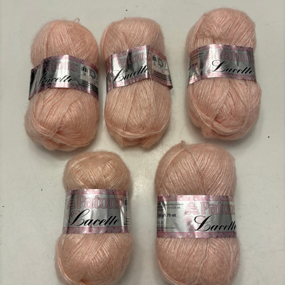 5 Patons “Lacette” MOHAIR BLEND YARN “Hint Of Rose” One 1.75 Oz Skein